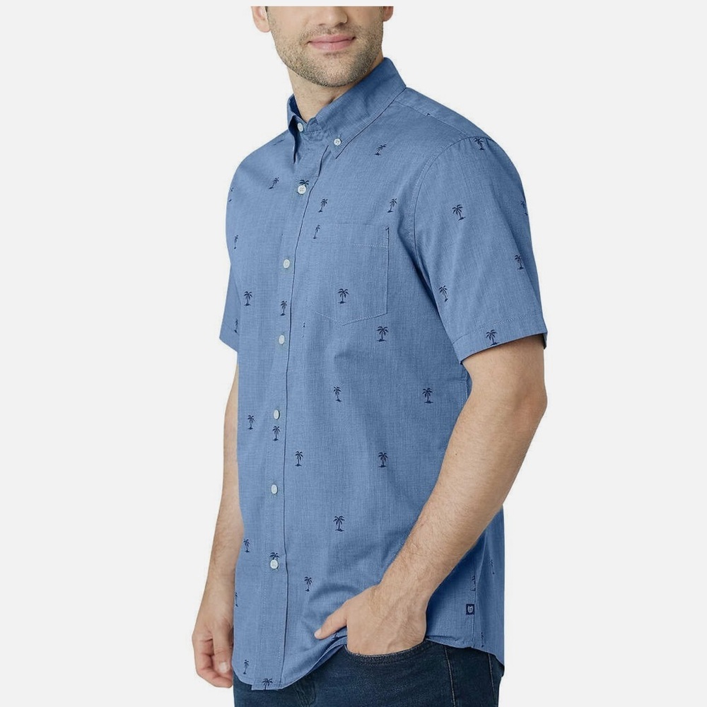 Chaps Palm Tree Woven Shirt Sleeve Button Down Shirt - Picture 4 of 10